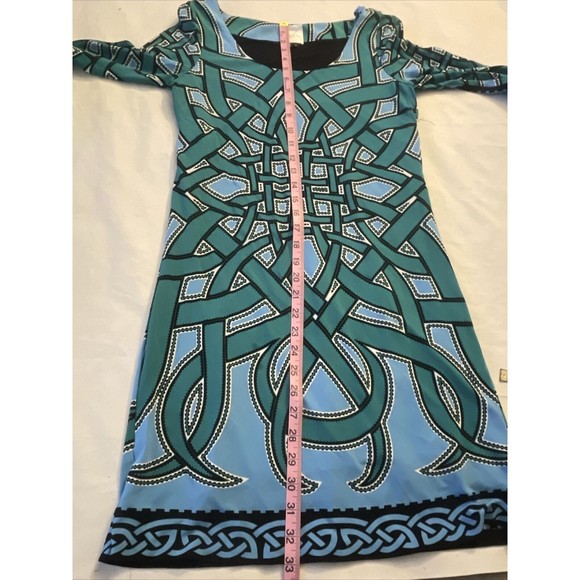 Nicole Miller Womens Dress Size Small Green Shift Mini Long Sleeve Retro Flaw - Picture 13 of 16